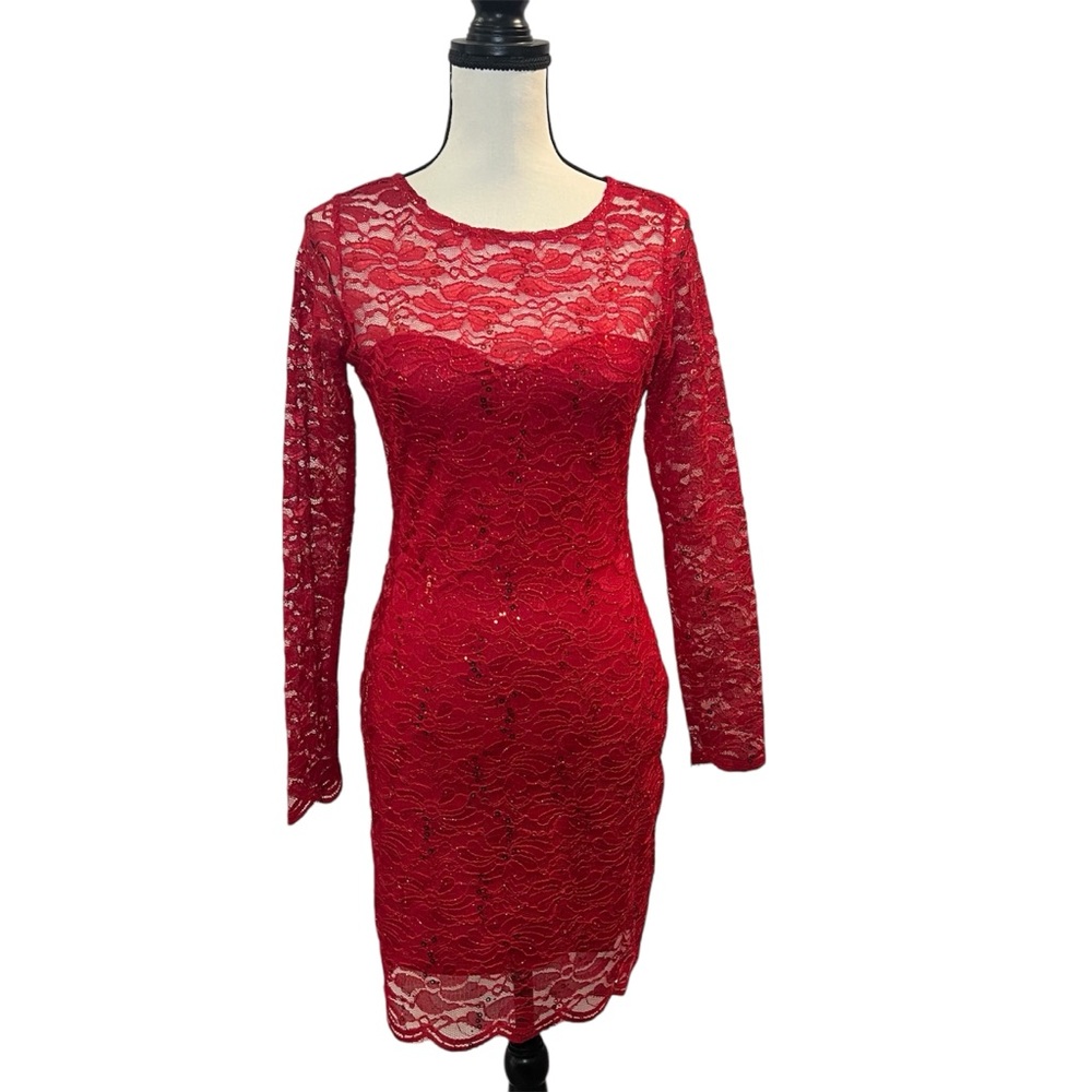 Wendye Chairin Women’s Elegant Red Lace Dress Size Small